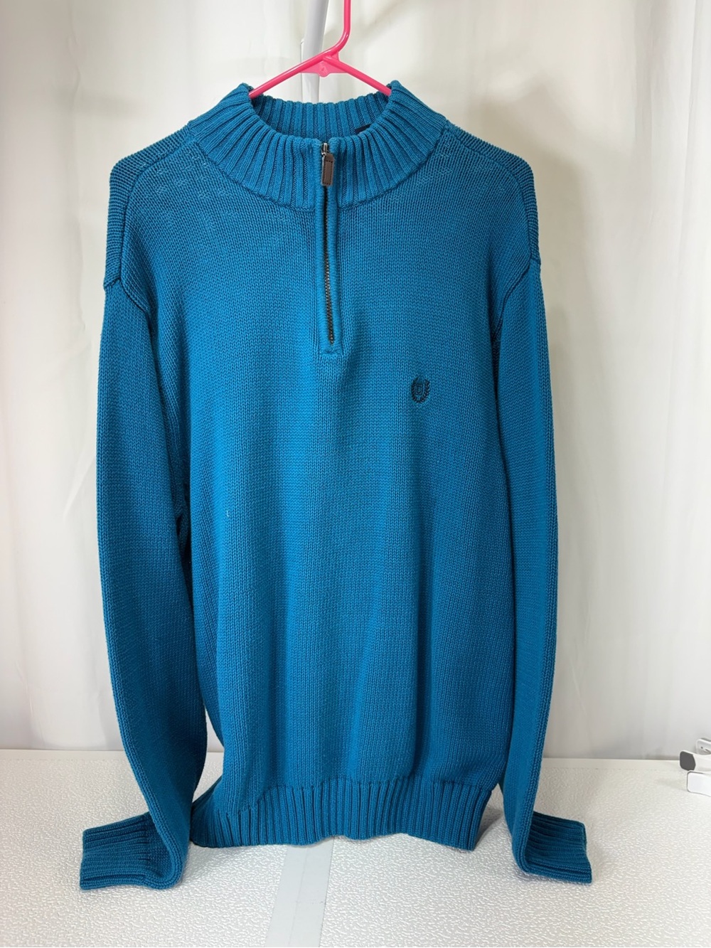 Chaps Teal Half-Zip Knit Sweater 4293